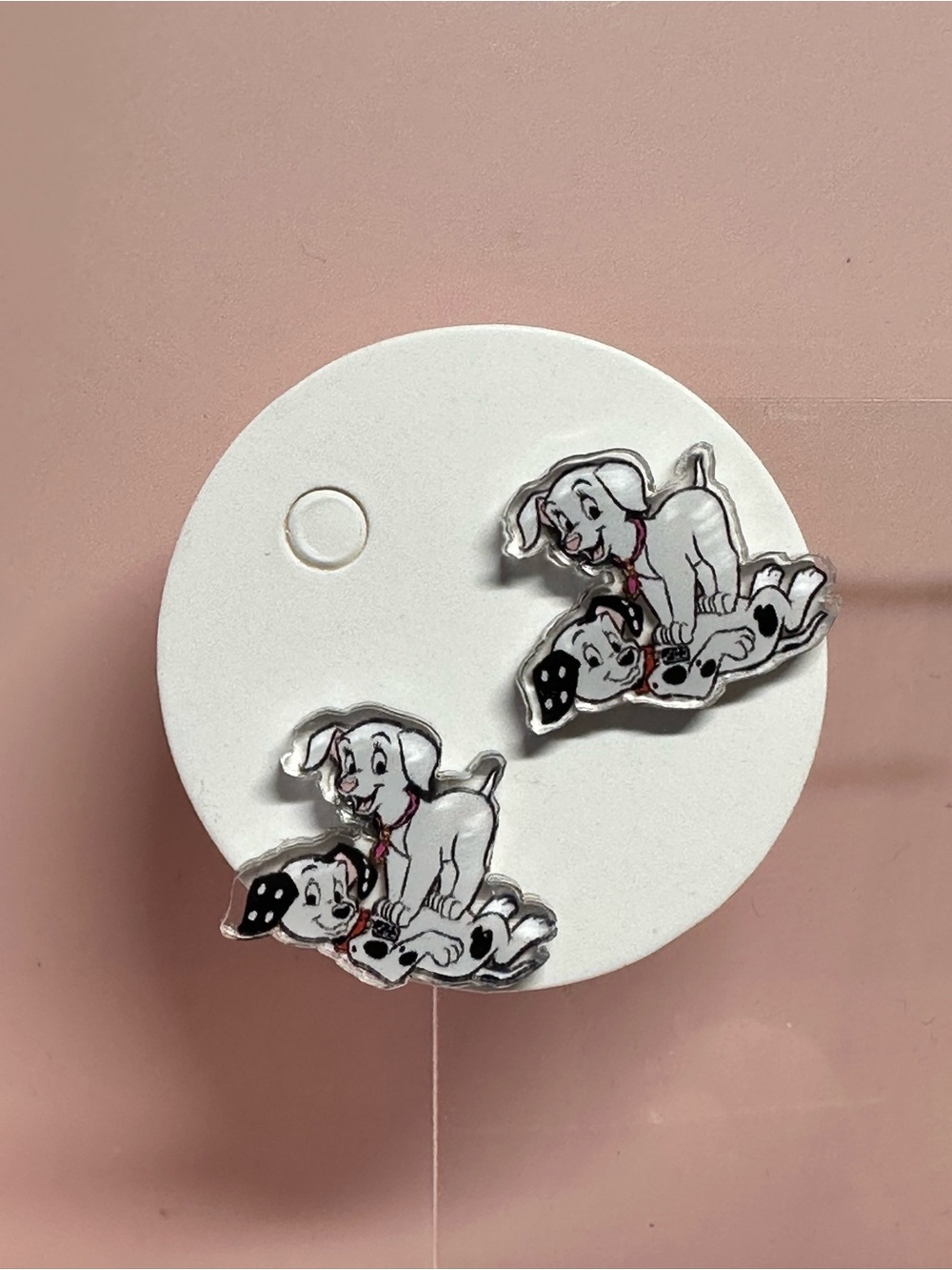 Cute Dalmatian Puppy acrylic earrings - White & Black